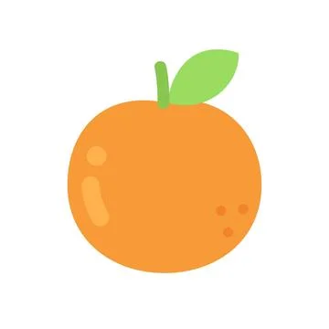 Cute flat design orange citrus fruit with green leaf Illustrazione stock