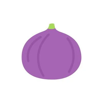 Cute flat design purple fig fruit icon isolated on white background Stock Illustration