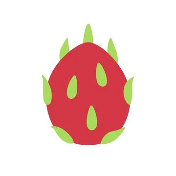 Cute flat design red dragon fruit icon isolated on white background Illustrazione stock
