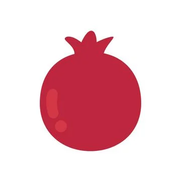 Cute flat design red pomegranate fruit icon isolated on white background Ilustração Stock