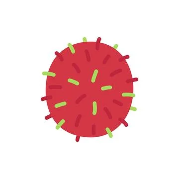 Cute flat design red rambutan fruit icon isolated on white background Stock Illustration