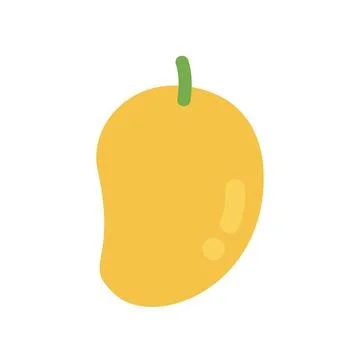 Cute flat design yellow mango fruit icon isolated on white background Illustrazione stock