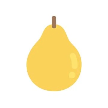 Cute flat design yellow pear fruit icon isolated on white background Illustrazione stock