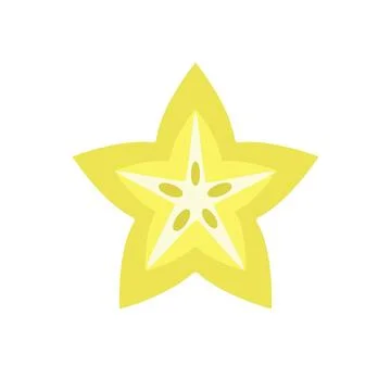 Cute flat design yellow star fruit carambola cross section slice Stock Illustration