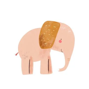 Cute Flat Elephant Illustration Stock Illustration