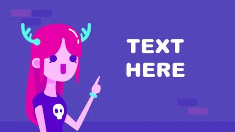 Cute Flat Girl Explaining or Presenting Something Vector Illustration Illustration