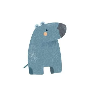 Cute Flat Hippo Illustration  Stock Illustration