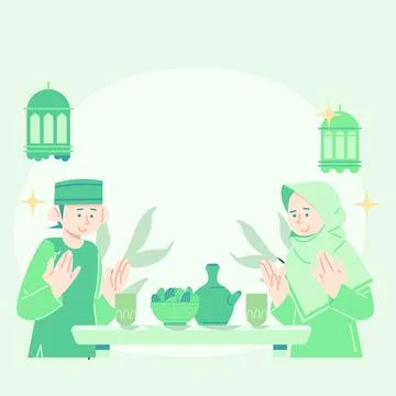 Cute flat illustration eid mubarak greeting. flat illustration about fastin.. Stock Illustration