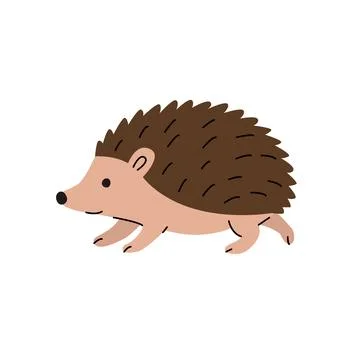 Cute flat illustration of a hedgehog in motion. Features include a light pinkish Stock Illustration