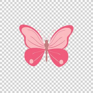 Cute Flat Pink Butterfly Vector Illustration Icon Isolated 스톡 일러스트