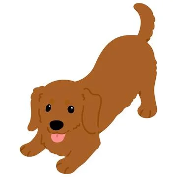 Cute flat red colored illustration of Miniature Dachshund being playful Stock Illustration
