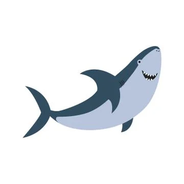 Cute flat shark. cartoon vector illustration isolated on white background Stock Illustration