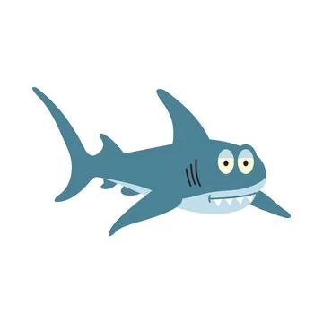 Cute flat shark. Cartoon, vector illustration isolated on white background 스톡 일러스트