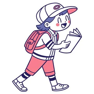 Cute Flat Student Character Vector Stock Illustration