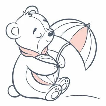 Cute Flat Teddy Bear Toy Illustration Stock Illustration