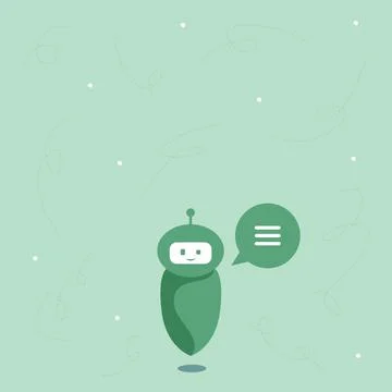 Cute Floating Robot Telling Us New Wonderful Information In A Chat Cloud Illustrazione stock