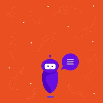 Cute Floating Robot Telling Us New Wonderful Information In A Chat Cloud Illustrazione stock