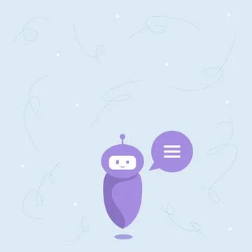 Cute Floating Robot Telling Us New Wonderful Information In A Chat Cloud Illustrazione stock