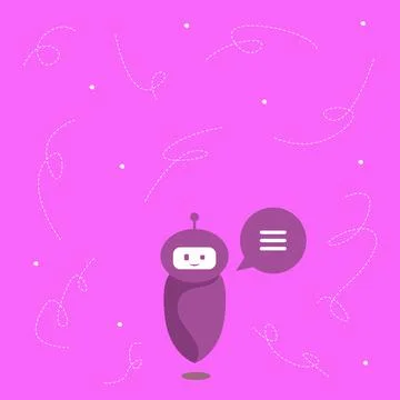 Cute Floating Robot Telling Us New Wonderful Information In A Chat Cloud Illustrazione stock
