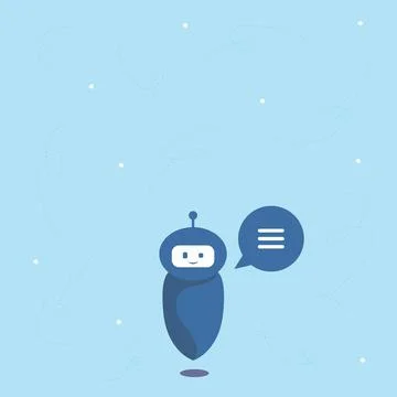 Cute Floating Robot Telling Us New Wonderful Information In A Chat Cloud Illustrazione stock