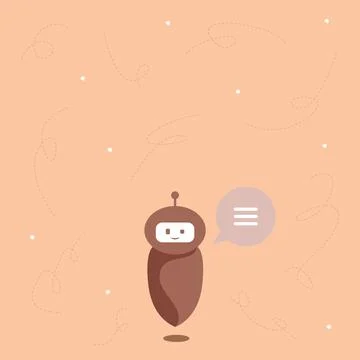 Cute Floating Robot Telling Us New Wonderful Information In A Chat Cloud Illustrazione stock