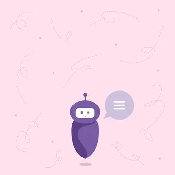 Cute Floating Robot Telling Us New Wonderful Information In A Chat Cloud Illustrazione stock