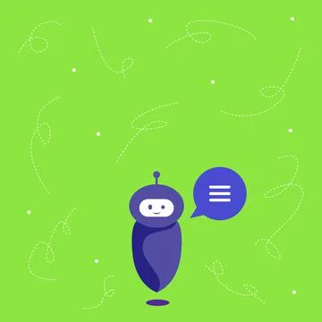 Cute Floating Robot Telling Us New Wonderful Information In A Chat Cloud Illustrazione stock