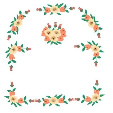 Cute floral border for wedding design, menu cards. Stock Illustration