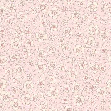 .Cute floral pattern in the form of a small flower on a soft pink background. Stock Illustration
