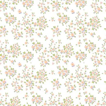 Cute floral pattern in the form of small flowers. Seamless vector texture. .. Stock Illustration