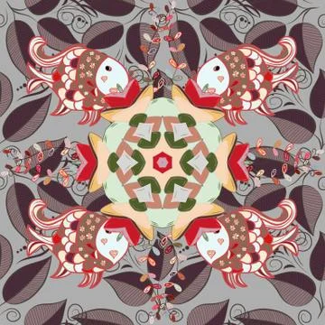 Cute Floral pattern in the small flower. Vector illustration. Flowers on gray, p Stock Illustration