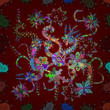 Cute Floral pattern in the small flower. Flowers on green, red and blue colors. Stock Illustration