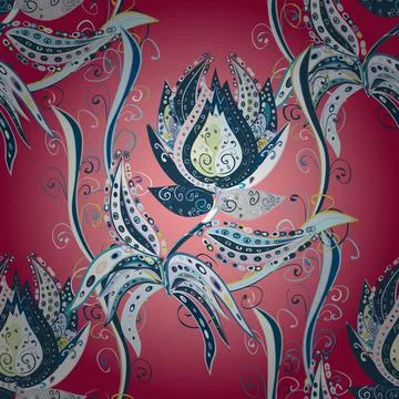 Cute Floral pattern in the small flower. Flowers on blue, neutral and pink color Stock Illustration