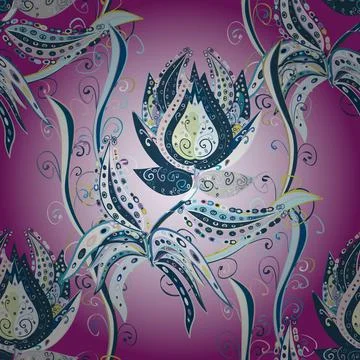 Cute floral pattern in the small flower. Abstract seamless pattern on blue, neut Stock Illustration