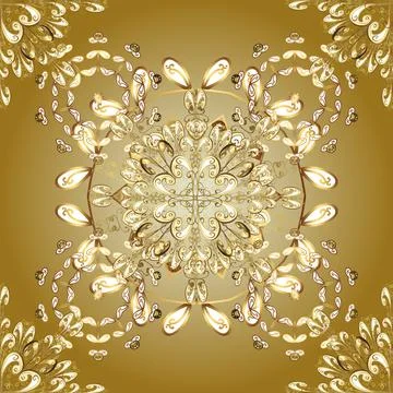 Cute Floral pattern in the small flower. Flowers on brown, beige and yellow colo Stock Illustration