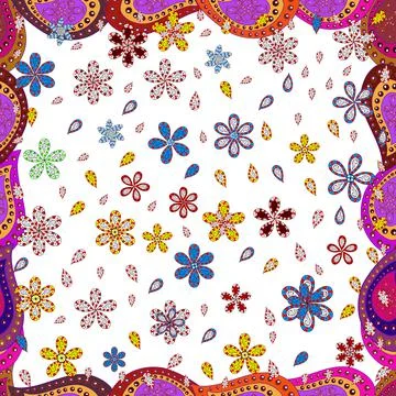 Cute Floral pattern in the small flower. Vector illustration. Flowers on red, ye Illustrazione stock