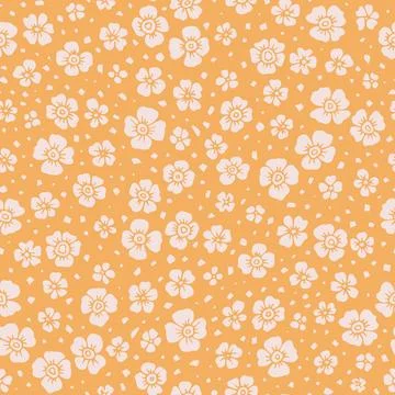 Cute floral pattern in the small flower. Orange color background. Stock Illustration