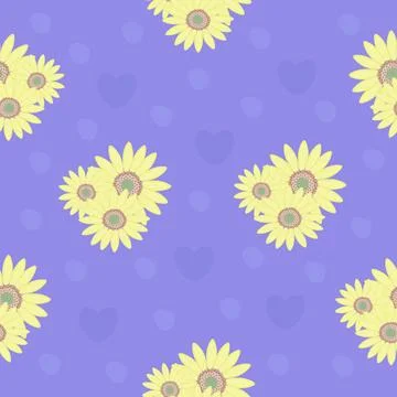 Cute floral seamless pattern on blue background Stock Illustration