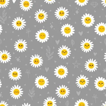 Cute floral seamless pattern. Daisy flowers seamless pattern. Beautiful cha.. Stock Illustration