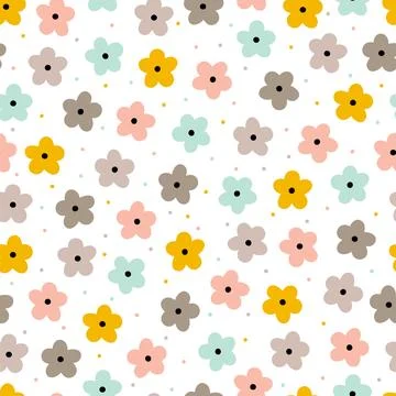 Cute floral seamless pattern. Hand drawn flowers. Trendy garden print textu.. Stock Illustration