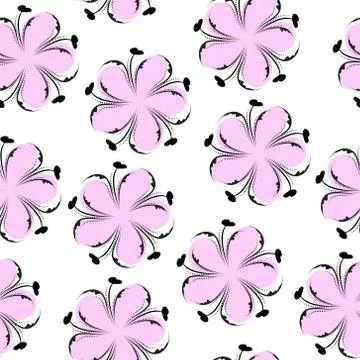 Cute floral seamless pattern, pink floral background. Gentle wallpaper. Flo.. Stock Illustration