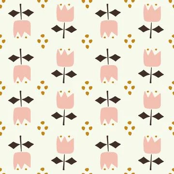 Cute floral seamless pattern with spring flower. Elegant template background Stock Illustration