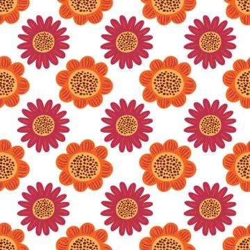 Cute floral seamless pattern. Vector background with flowers and leaves. Stock Illustration