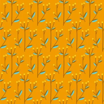 Cute floral seamless pattern. Vector background with flowers and leaves. Stock Illustration