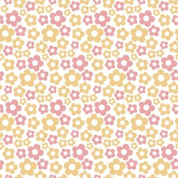Cute floral seamless pattern. Vector background with flowers and leaves. Stock Illustration