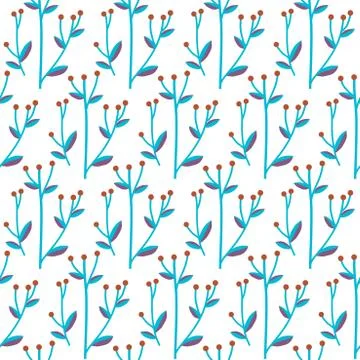 Cute floral seamless pattern. Vector background with flowers and leaves. Stock Illustration