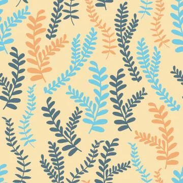 Cute floral seamless pattern. Vector background with flowers and leaves. Stock Illustration