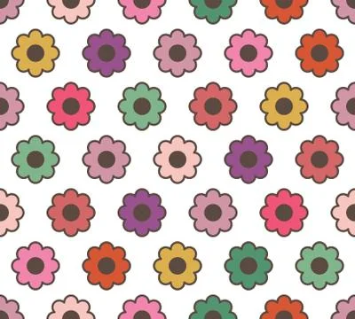 Cute floral seamless pattern. Vector background with flowers and leaves. Stock Illustration