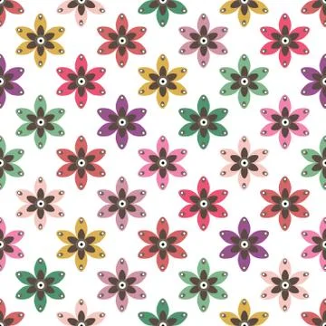 Cute floral seamless pattern. Vector background with flowers and leaves. Stock Illustration