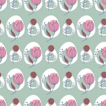 Cute floral seamless pattern. Vector background with flowers and leaves. Illustrazione stock